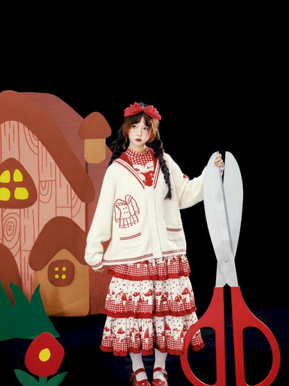 Contrasting Navy Collar Knit Cardigan【s0000014155】