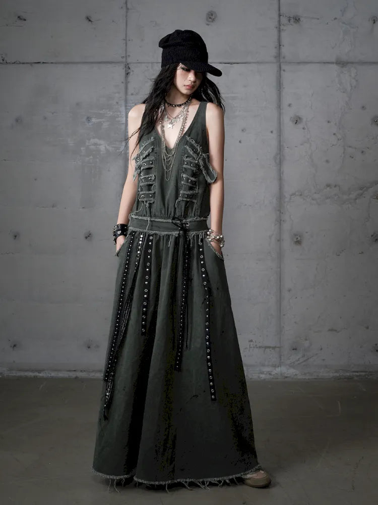 Workwear Vest-Style Maxi Dress【s0000013941】