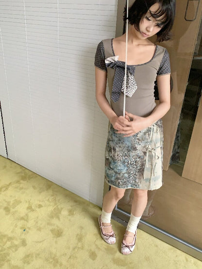 Leopard Lace Panel Midi Skirt【s0000018094】