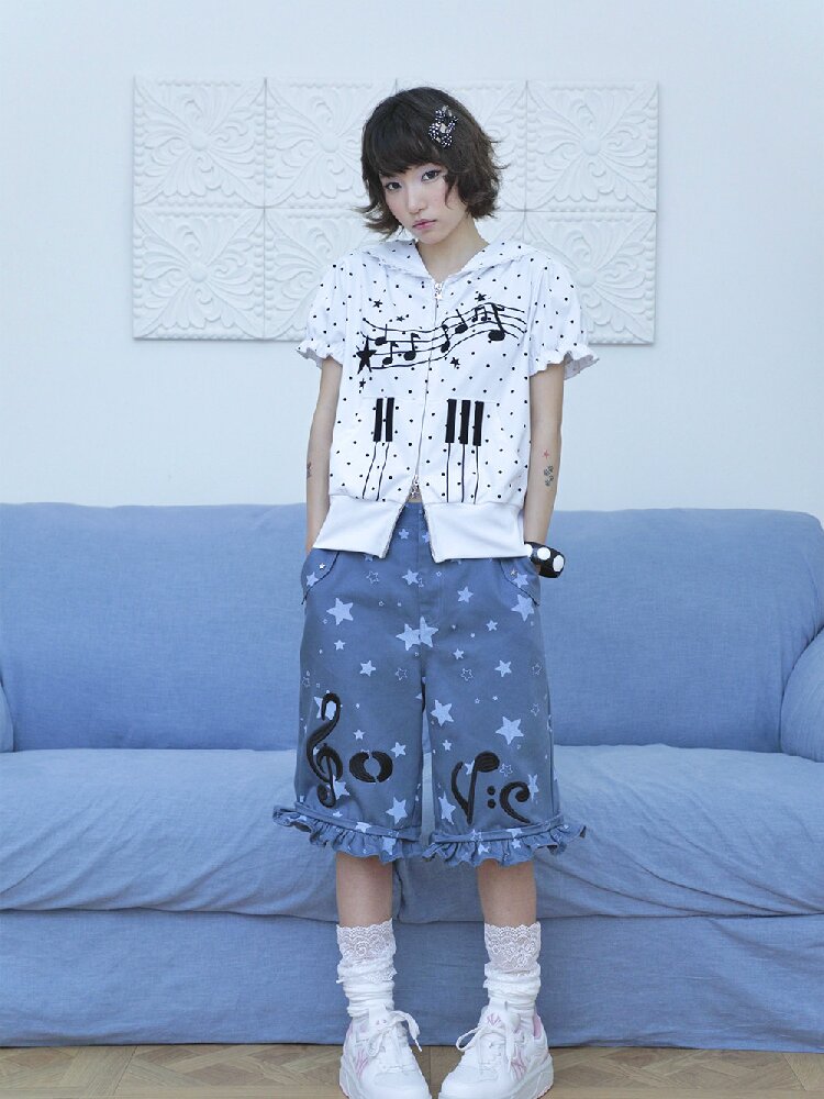 Notes Polka Dot Hooded Cardigan【s0000016547】