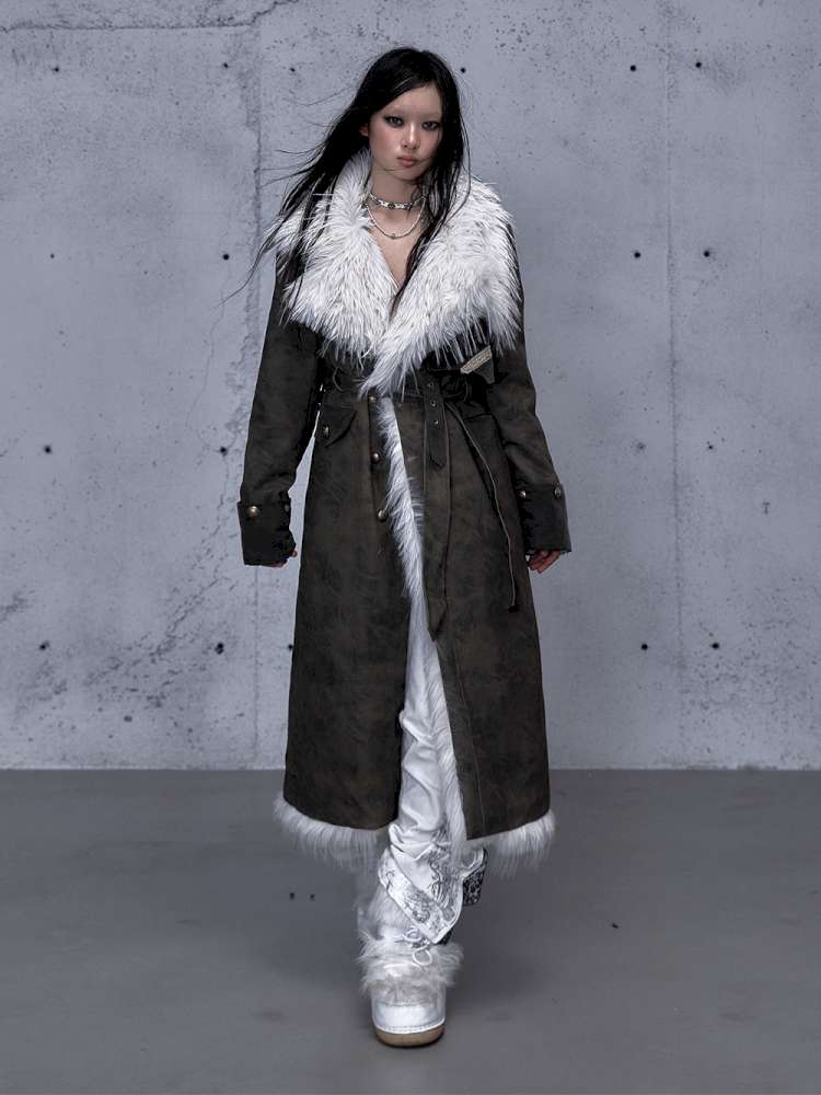 Modern Knight Fur Long Trench Coat【s0000014924】