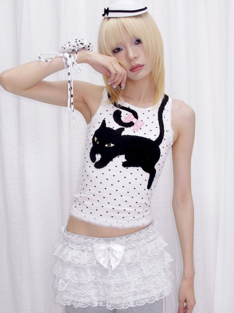 Polka Dot Print Tank Top【s0000013878】