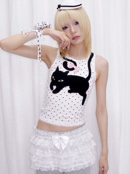 Polka Dot Print Tank Top【s0000013878】