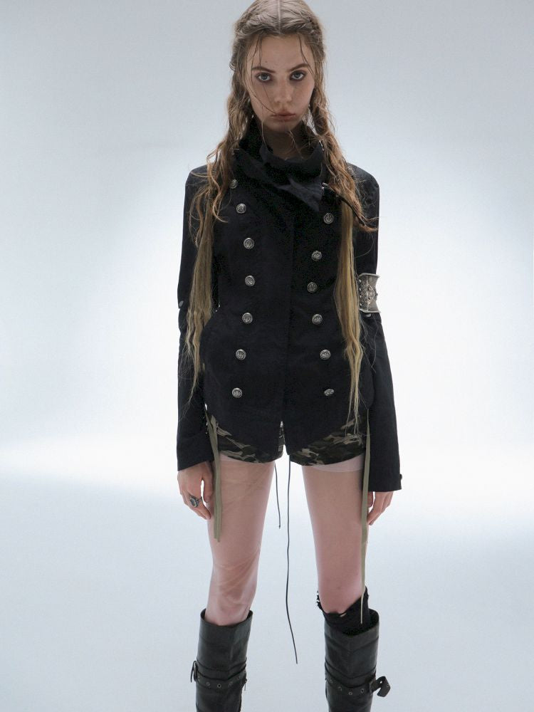 High-Neck Metal Buckle Napoleon Windbreaker【s0000013902