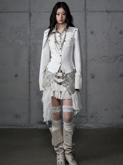 Leather Detachable Long-Sleeved Shirt【s0000014119】