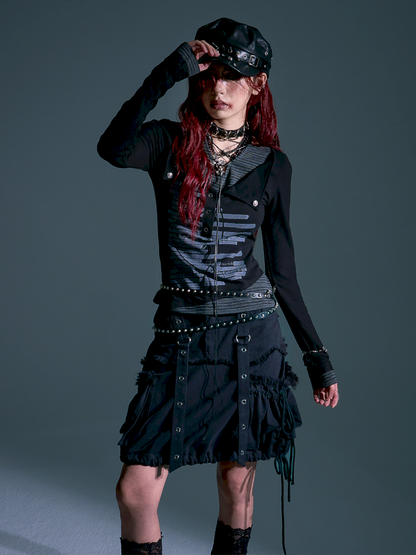 3D Pocket Frayed Hem Puffy Skirt【s0000013918】