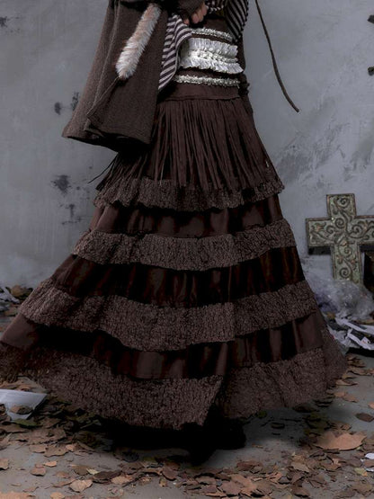 Lace Suede Fringe A-line Skirt【s0000014649】