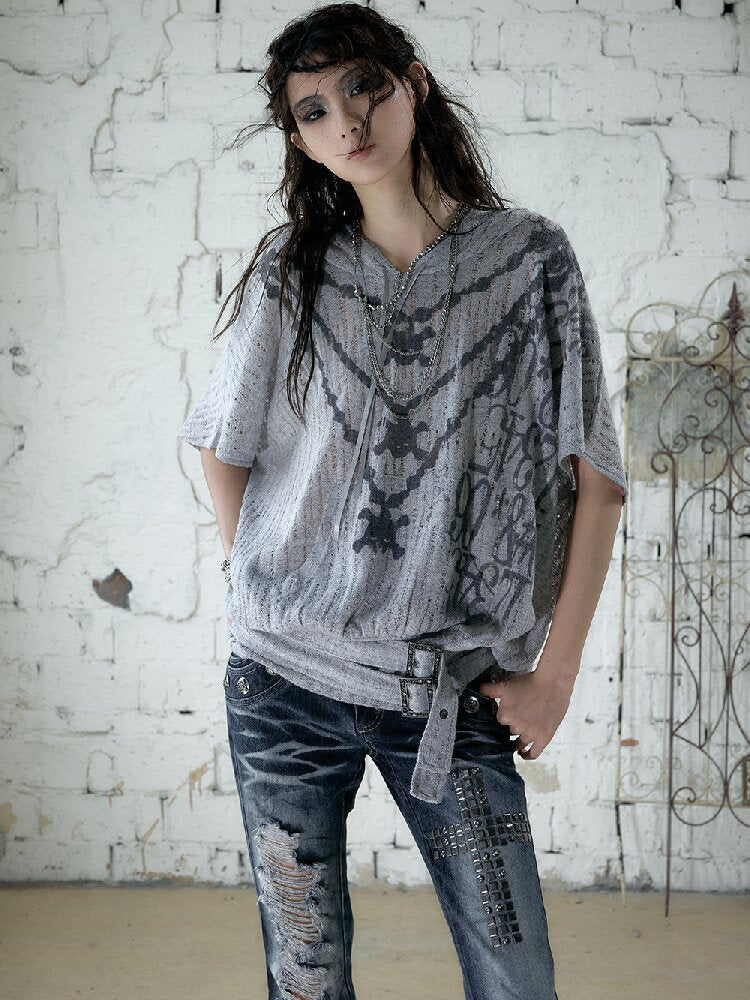 Ripped Knit Hooded Short Smock T Shirt【s0000016993】