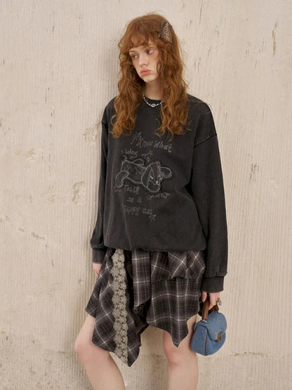 Oversized Long-Sleeve Pullover Sweatshirt【s0000014050】