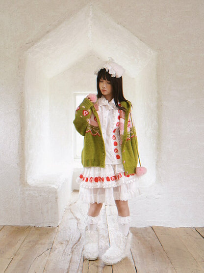 Strawberry Matcha Fair Isle Cardigan【s0000018535】