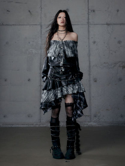 Heavy leather bustier skirt【s0000013467】