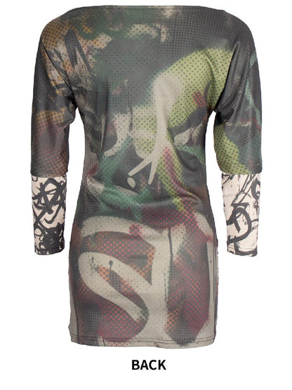 Graffiti Stitched Sleeve T-Shirt【s0000018062】