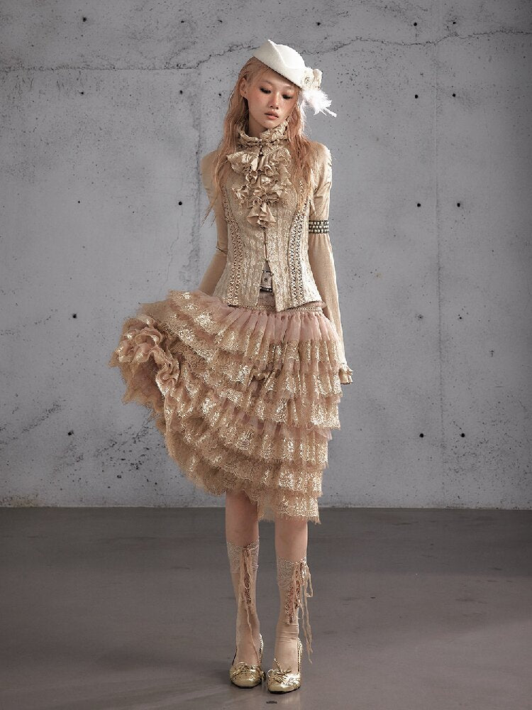 Lace Patchwork Tulle Cake Skirt【s0000019163】
