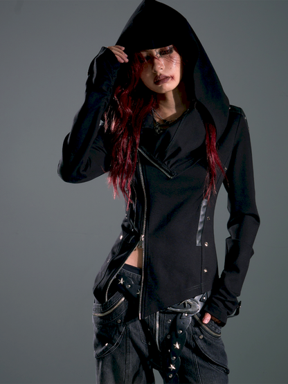 Asymmetric Slim-Fit Zipper Knit Cardigan【s0000013916】