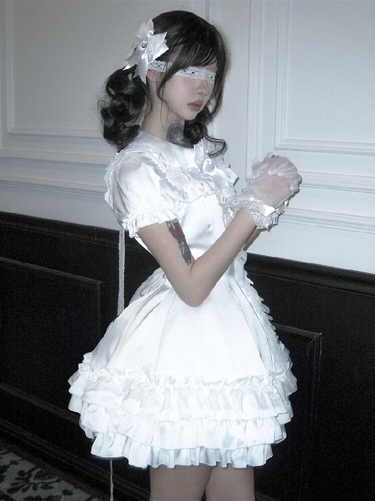 Satin Short Long Sleeve Skirt【s0000016389】