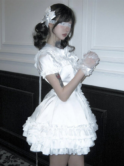 Satin Short Long Sleeve Skirt【s0000016389】