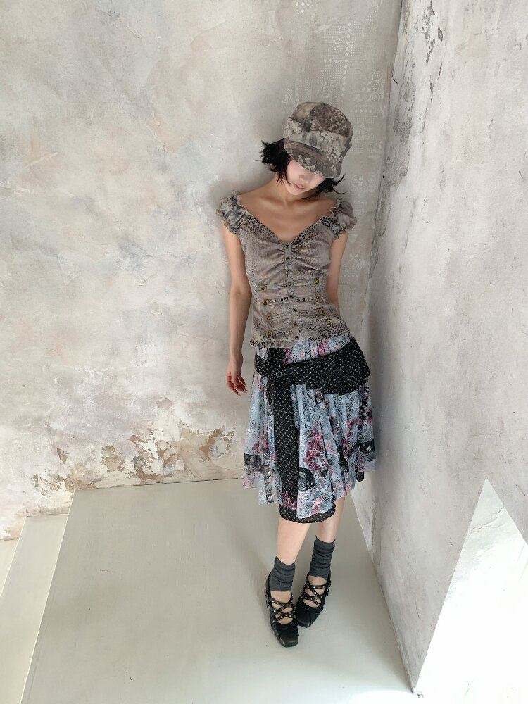 Jacquard Cross Vintage Maxi Skirt【s0000018085】