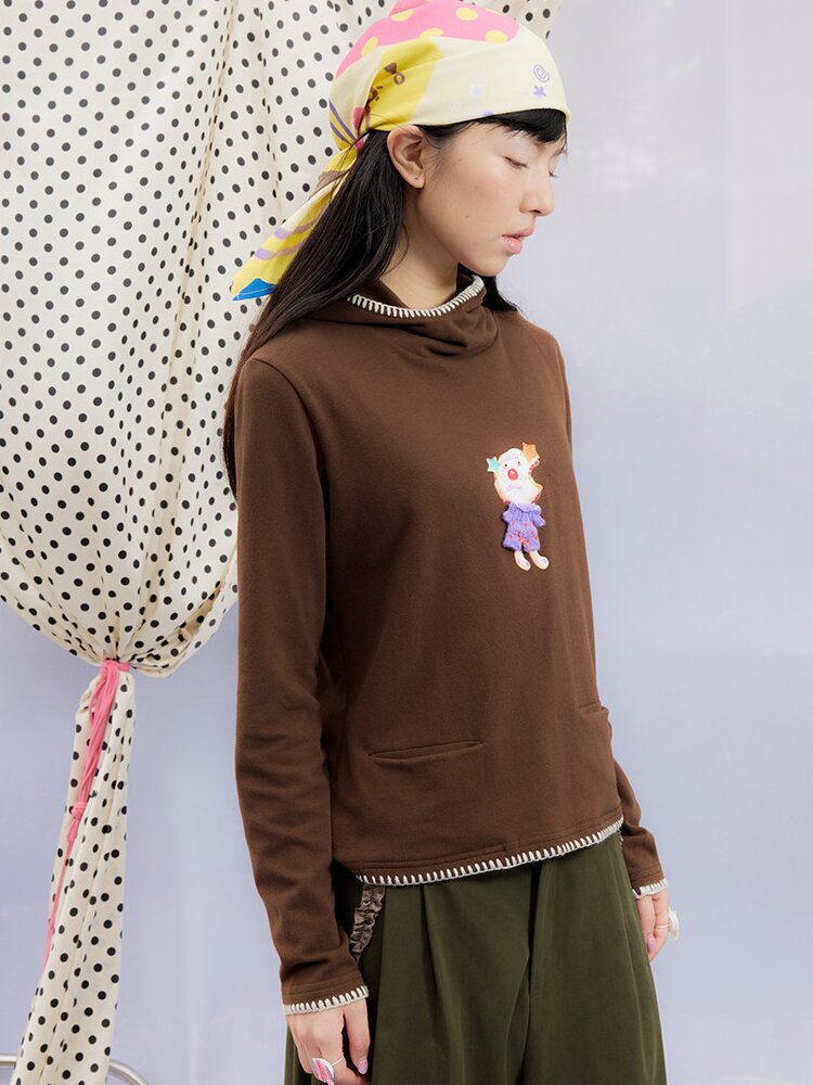 Printed Hood Girl Long Sleeve T【s0000015848】