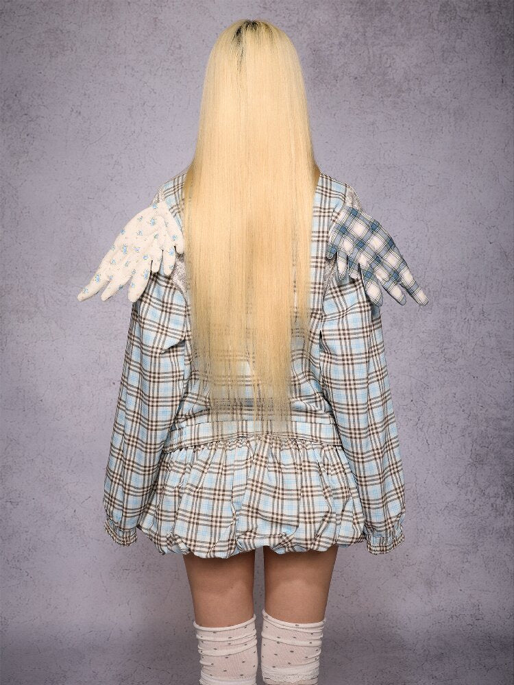 Plaid Patchwork Rhinestone Jacket【s0000019134】