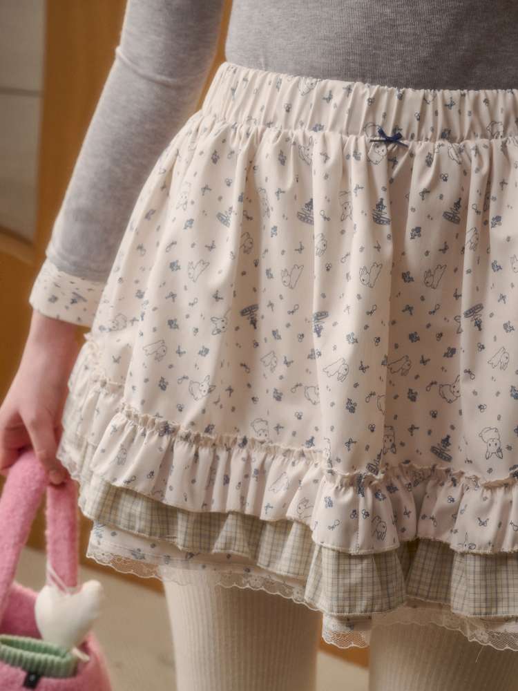Rabbit Print Design Top Skirt【s0000014886】