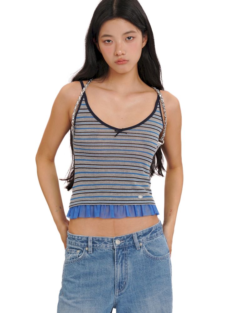 Mesh Shell Label Camisole Tank Top【s0000013447】