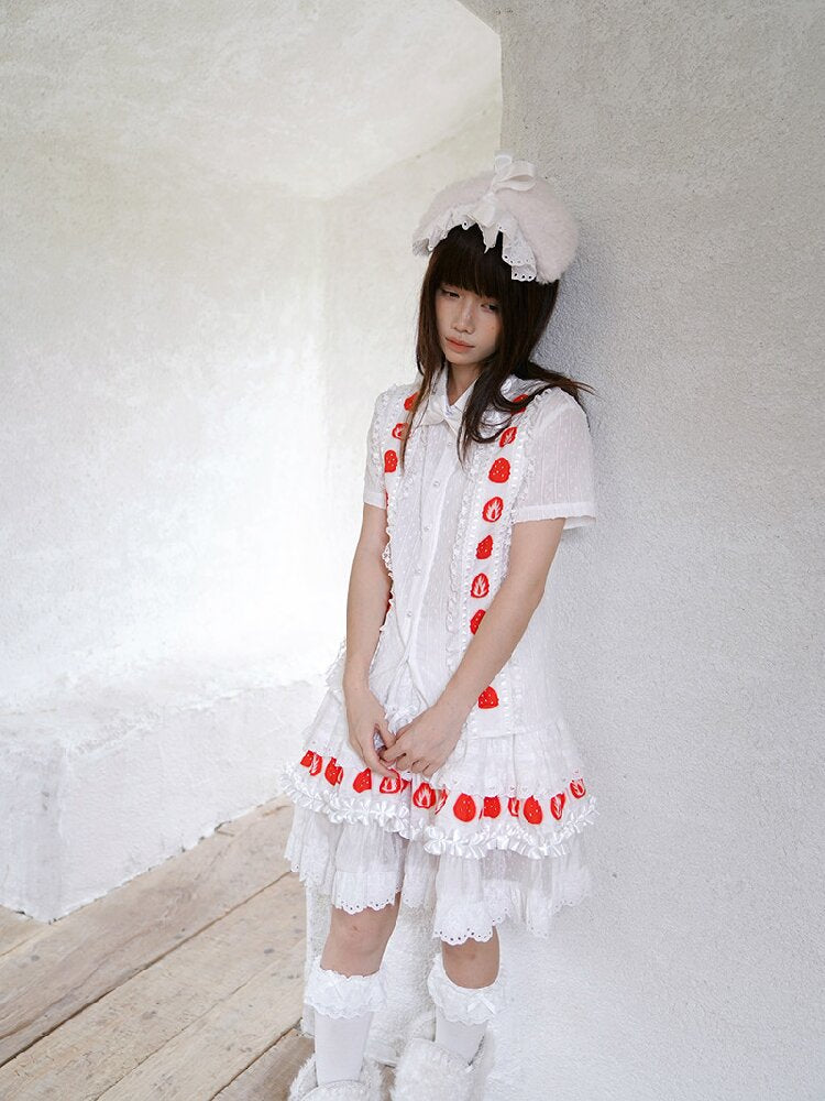 Cake Print Lace Bow Short Skirt【s0000018539】