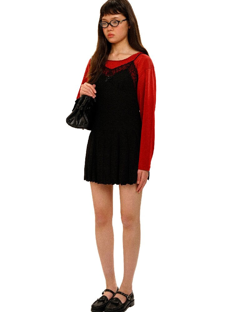Embroidered Lace Strap Dress【s0000017446】
