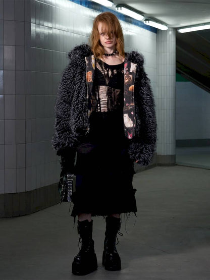 Cat Print Reversible Fleece Jacket【s0000014414】