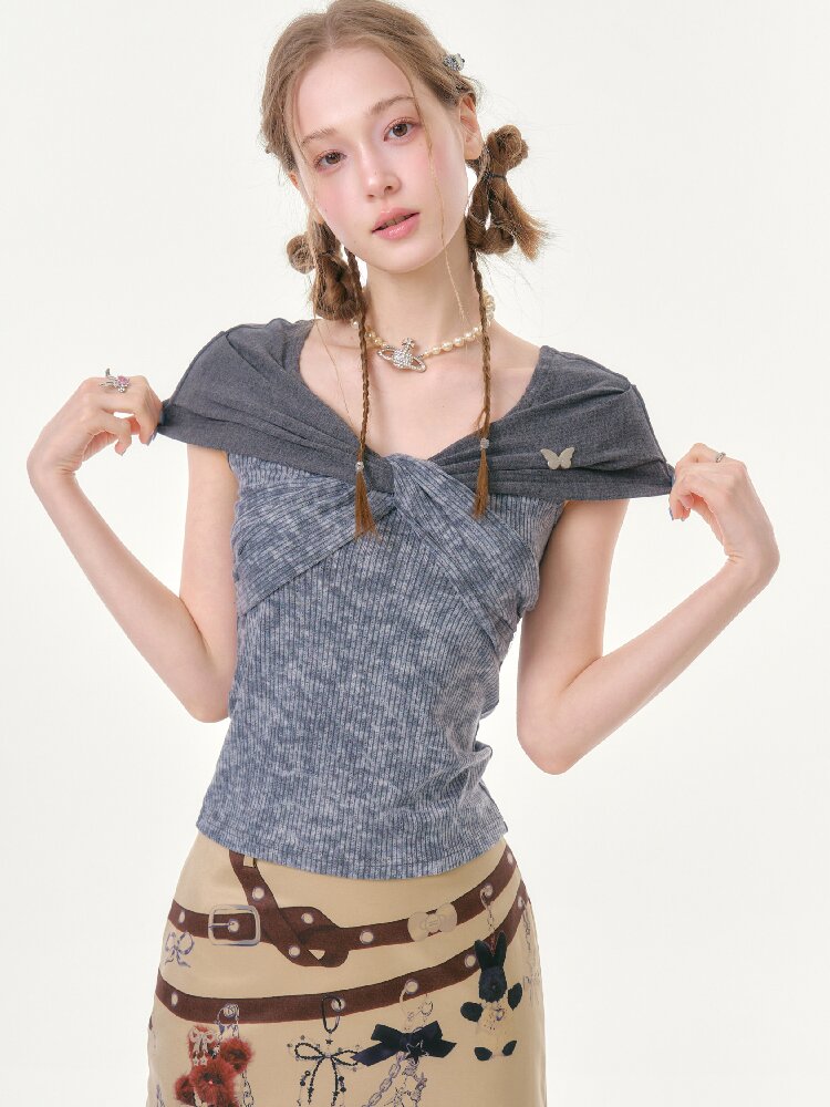 Flower Knot Butterfly Slim T-Shirt【s0000016605】