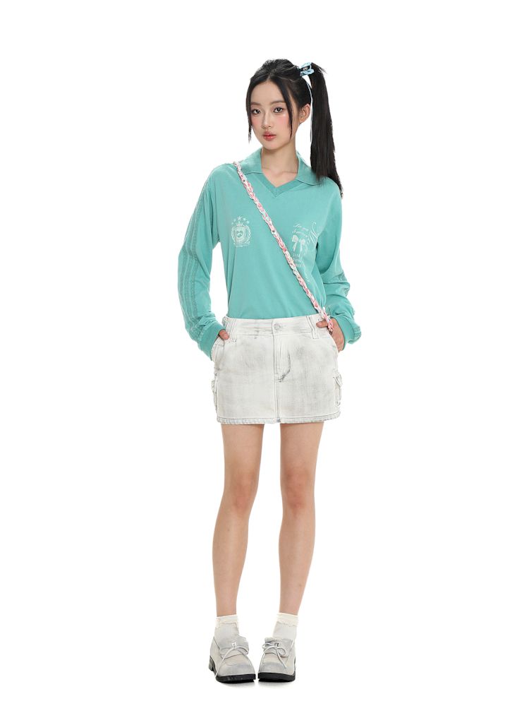 Dirty Hardware Tab Belt Denim Short Skirt【s0000008681】