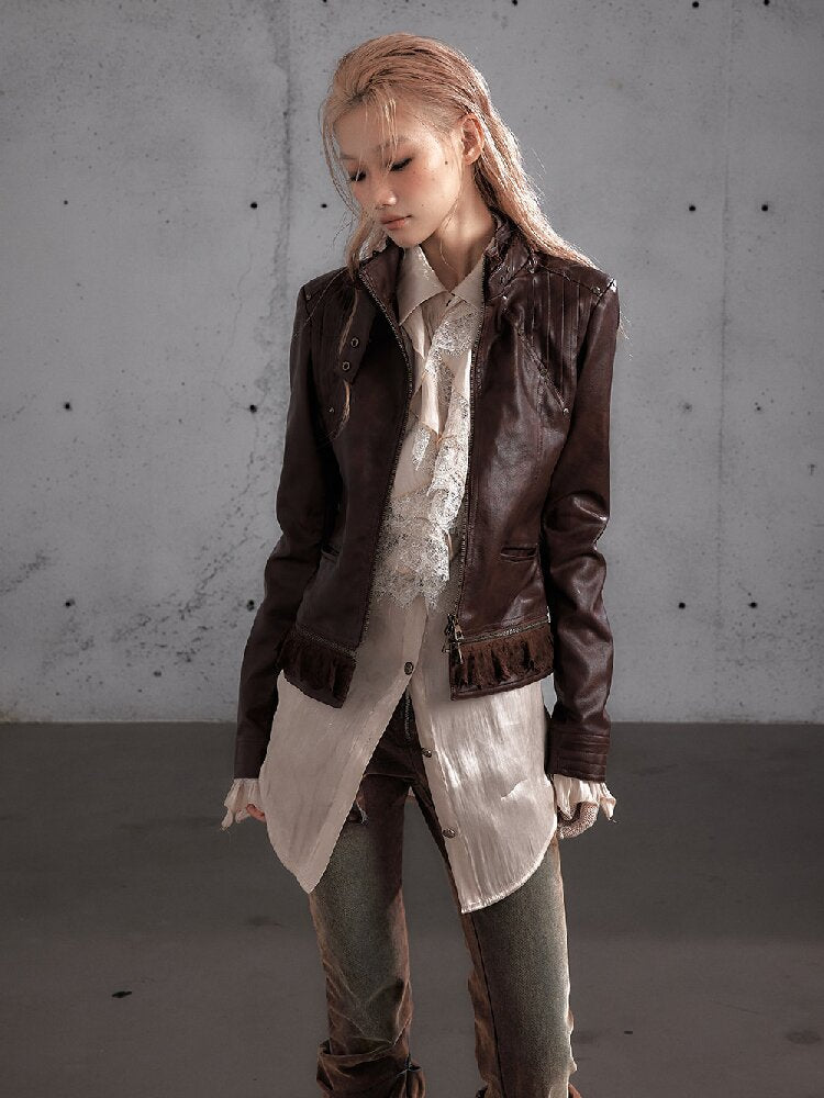 Riveted PU Leather Split Jacket【s0000019156】