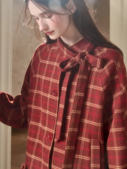 Red Check Coat Dress【s0000014328】