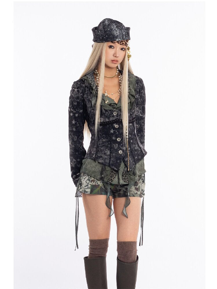 Vintage Mystic Print Lapel Jacket【s0000018054】