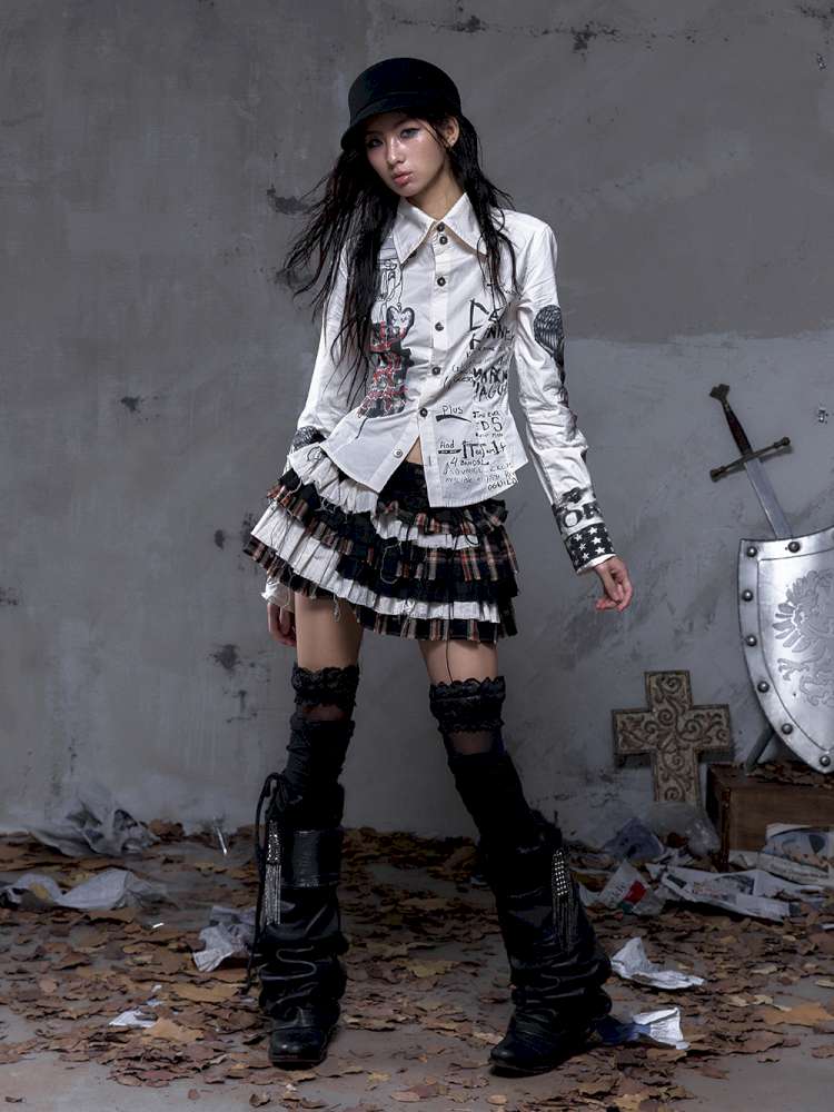 Heavy-Duty Plaid Tiered Skirt【s0000014477】