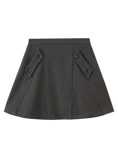 Woolen Plaid A-Line Short Skirt【s0000015220】