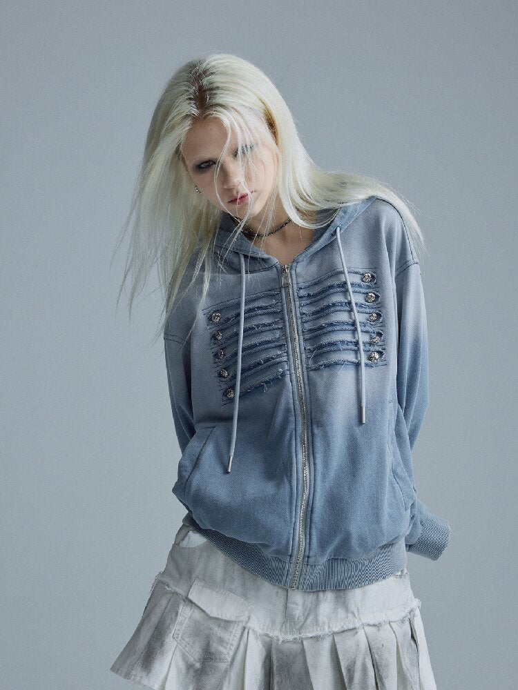 Destroyed Blue Napoleon Sweatshirt【s0000018553】
