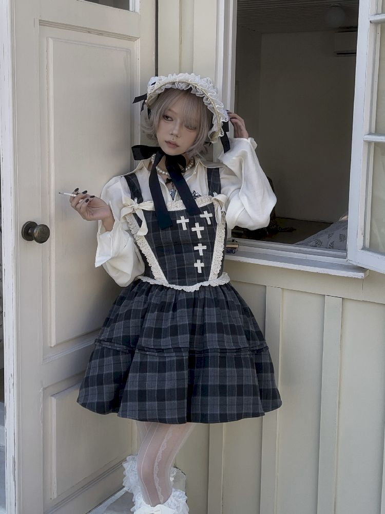 Waisted Fishbone Lace Bow Tie Dress【s0000011341】