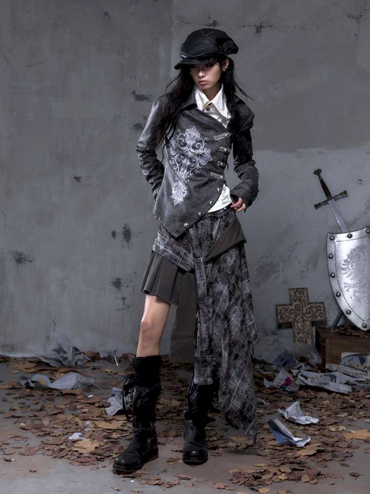 Patchwork Plaid Shirt Dress Skirt【s0000014473】