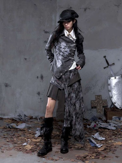 Patchwork Plaid Shirt Dress Skirt【s0000014473】