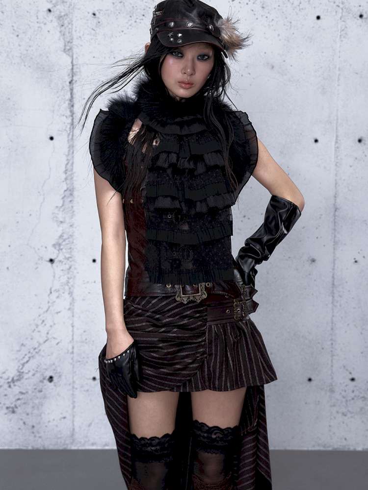 Court Lace Layering Furry Scarf【s0000014932】