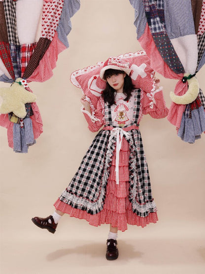 Pastoral Embroidered Plaid Sleeve【s0000019282】