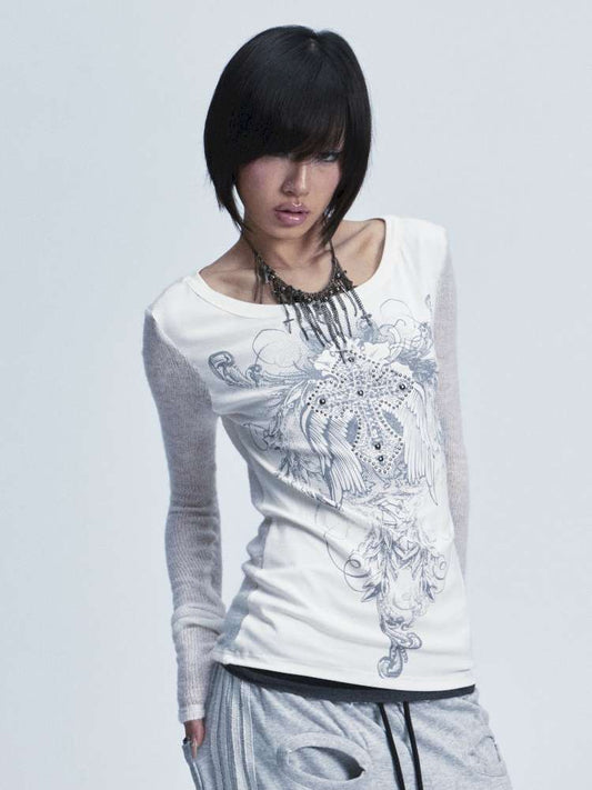 Two Tone Stretch Cross Rivet Top【s0000015010】