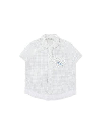 Plaid Irregular Rhinestone Plaid Lace Shirt【s0000012491】