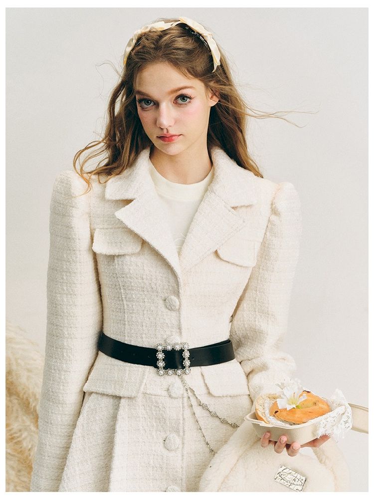 Pleated Waisted Tweed Jacket【s0000005281】