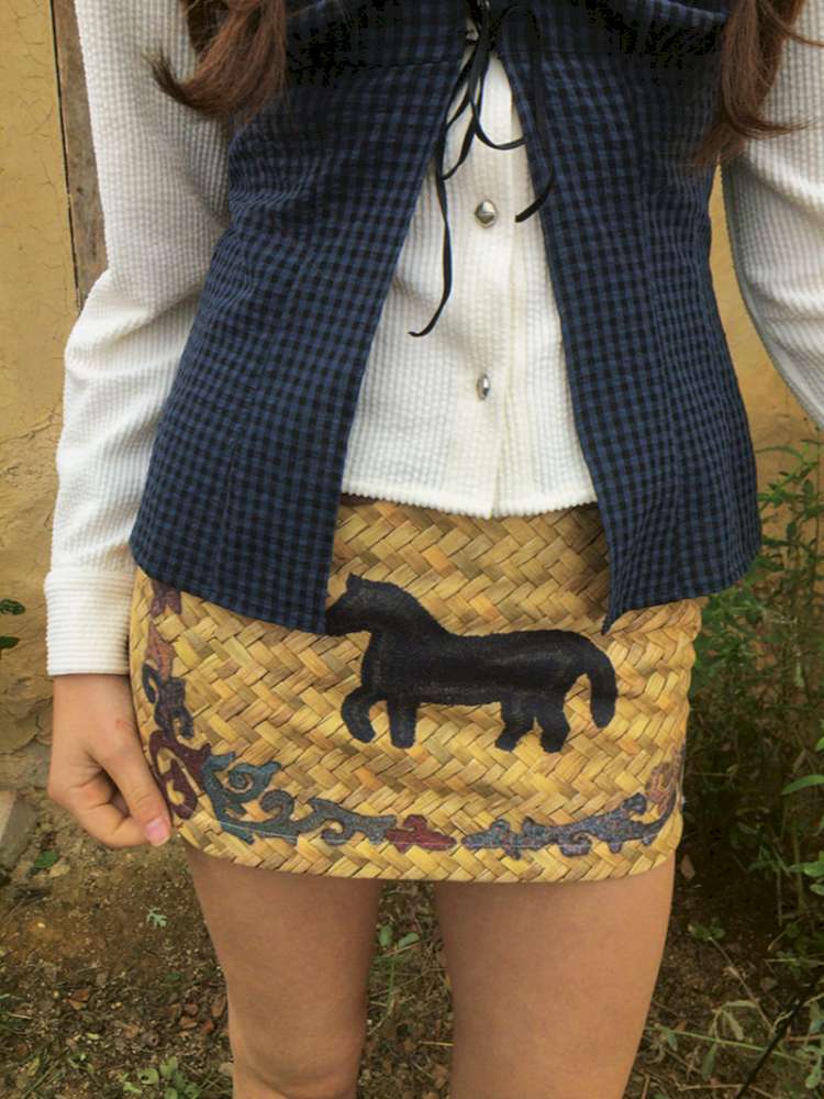 Bamboo Pony Print Padded Skirt【s0000015079】