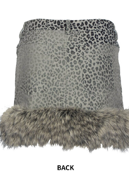 Snow Leopard Corduroy Short Skirt【s0000018068】