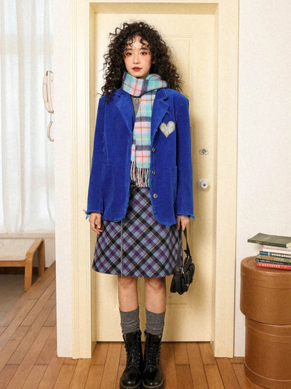Retro British-Style Corduroy Embroidered Blazer【s0000013998】