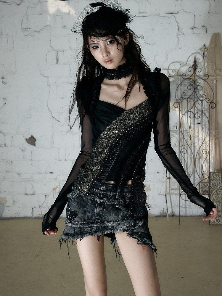 Court Pleated Lace Silk Scarf Waist【s0000016997】