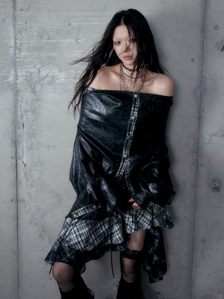 Back leather long sleeve sweater jacket【s0000013477】