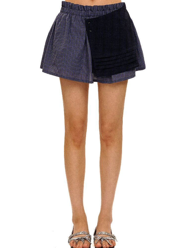Tuck Pleated Faux Two-Piece Skirt【s0000017420】